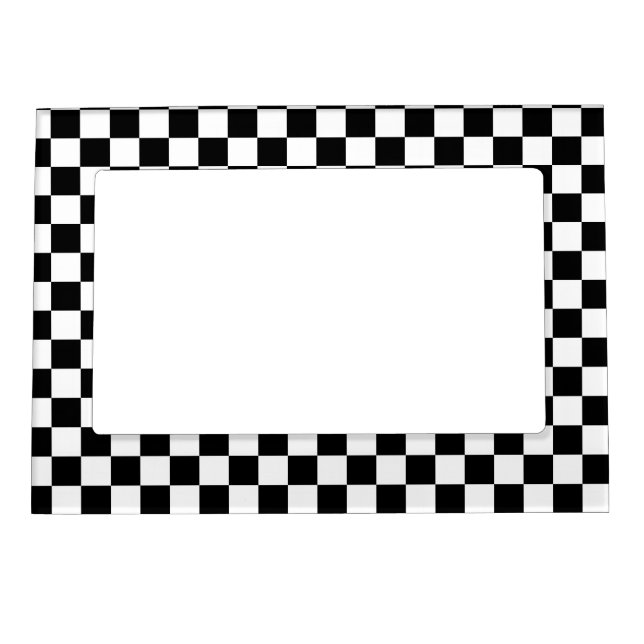 Classic Checkerboard Black White Pattern Magnetic Frame (Front)