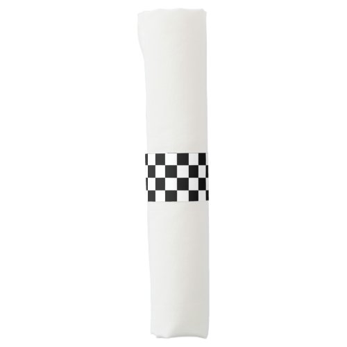 Classic Checkerboard Black White Pattern Napkin Bands