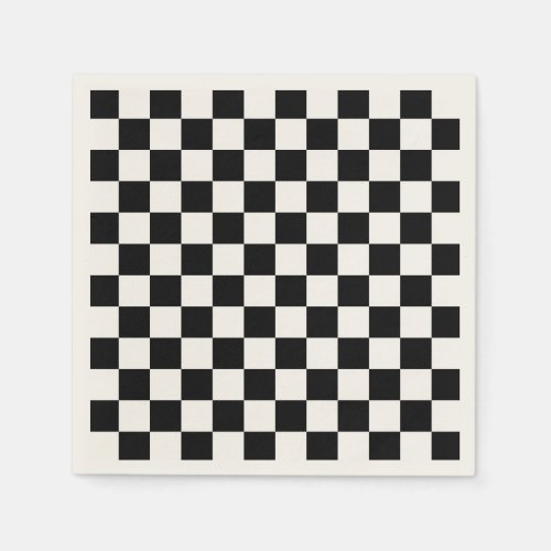 Classic Checkerboard Black White Pattern Napkins