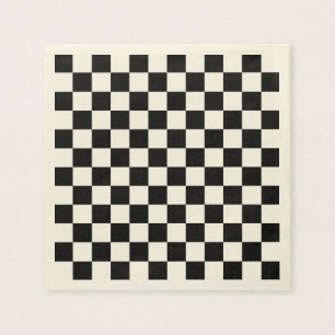 Classic Checkerboard Black White Pattern Napkins