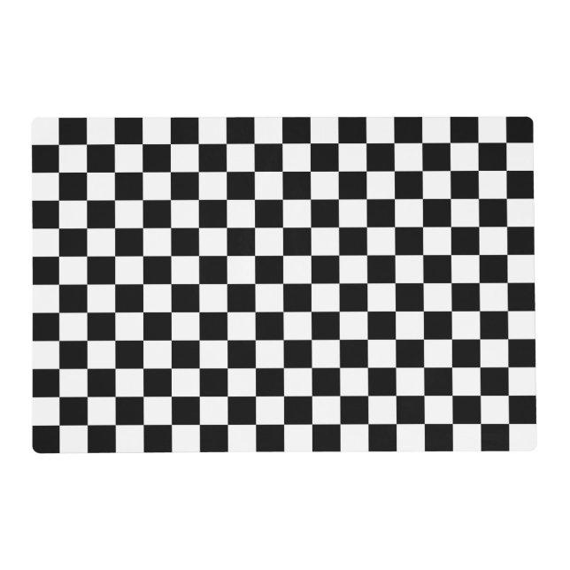 Classic Checkerboard Black White Pattern Placemat (Front)
