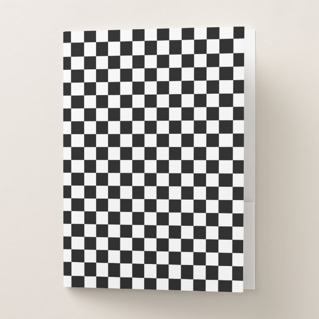 Classic Checkerboard Black White Pattern Pocket Folder (Front)