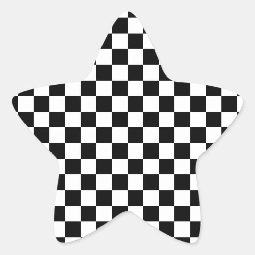 Classic Checkerboard Black White Pattern Star Sticker