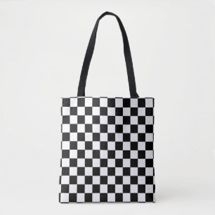 Classic Checkerboard Black White Pattern Tote Bag