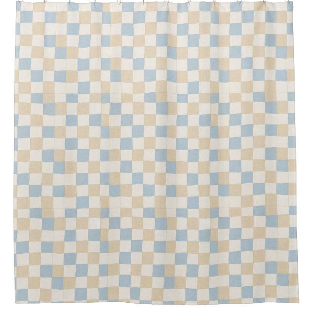 Classic Checkerboard Patchwork Pattern Shower Curtain (Front)
