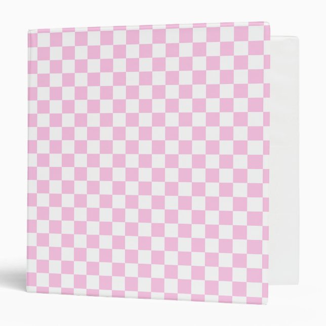 Classic Checkerboard Pink Pattern 3 Ring Binder (Front/Inside)