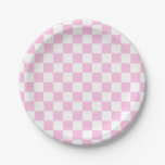 Classic Checkerboard Pink Pattern Paper Plates