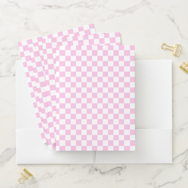 Classic Checkerboard Pink Pattern Pocket Folder (In Situ)