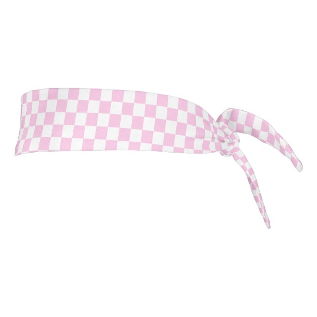 Classic Checkerboard Pink Pattern Tie Headband (Rotate 90)