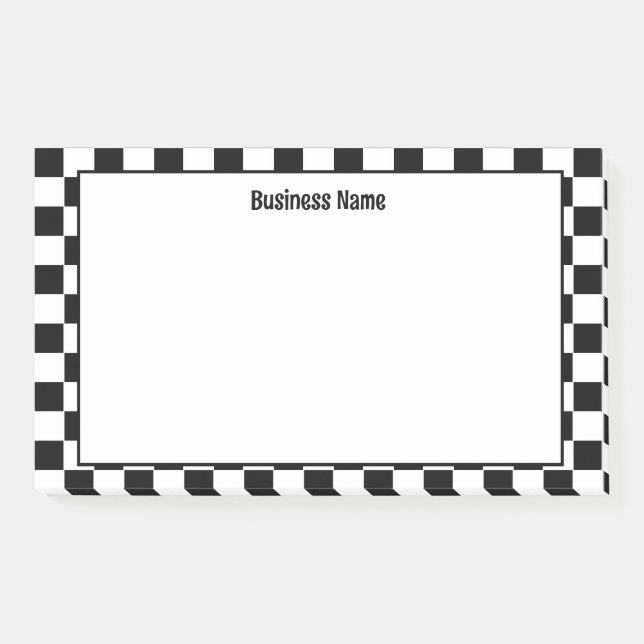 Classic Checkered Black and White Post-It Notes (Front)