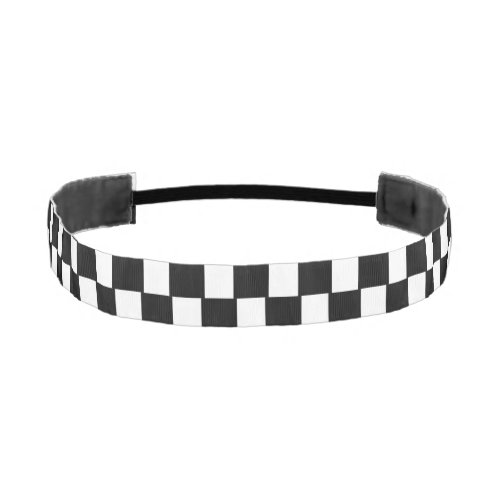 Classic Checkered chequered Black and White Athletic Headband