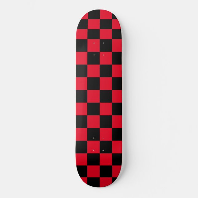 Classic Checkered (chequered) Red & Black pattern  Skateboard (Front)