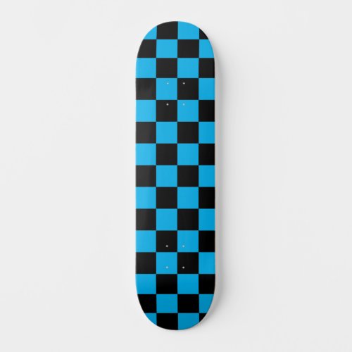 Classic Checkered chequered Sky Blue and Black Skateboard