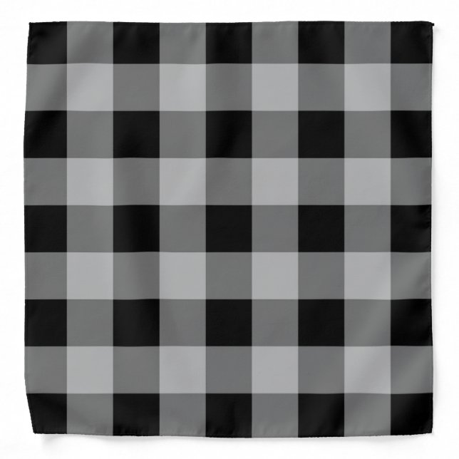 Classic Checkered Gray and Black Checker Bandana (Front)