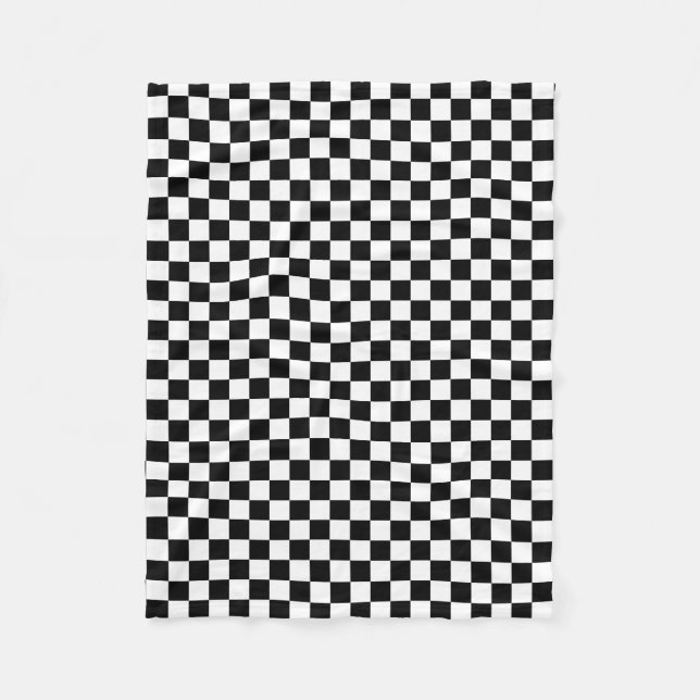 Classic Checkered I Bleed Racing Check Black White Fleece Blanket (Front)