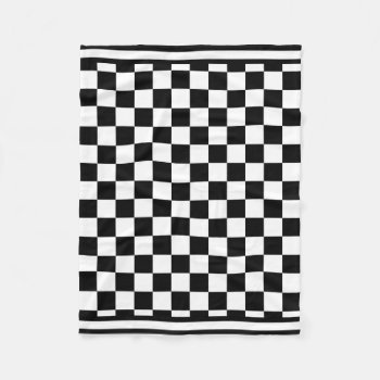 Classic Checkered I Bleed Racing Check Black White Fleece Blanket by SportsFanHomeDecor at Zazzle