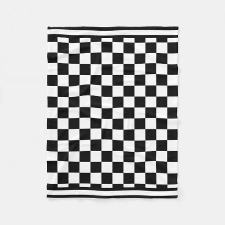 Classic Checkered I Bleed Racing Check Black White Fleece Blanket