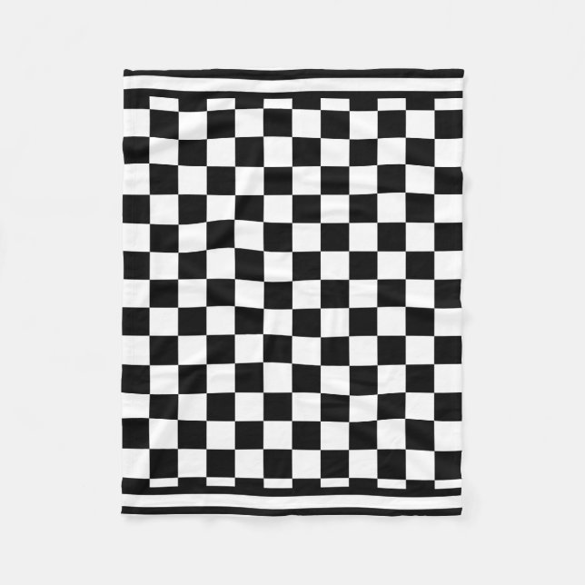 Classic Checkered I Bleed Racing Check Black White Fleece Blanket (Front)
