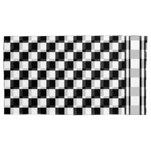 Classic Checkered I Bleed Racing Check Black White Pillowcase