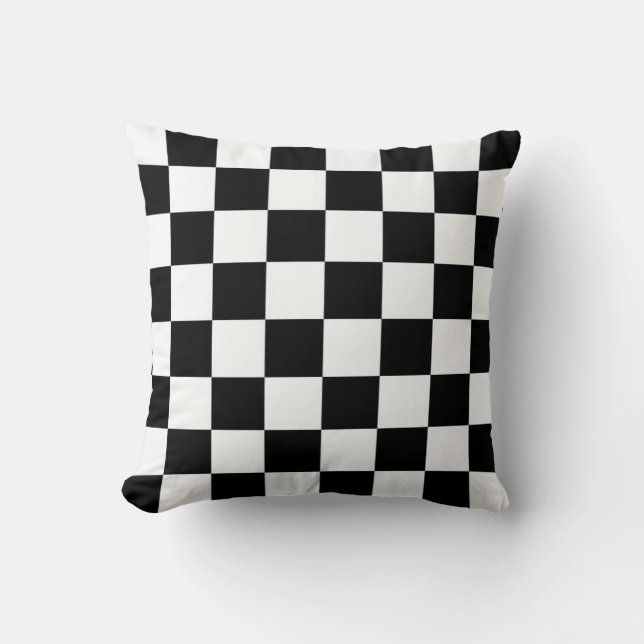 Classic Checkered I Bleed Racing Check Black White Throw Pillow (Front)