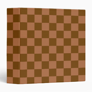 Classic Checkered Pattern: Brown and Tan Square 3 Ring Binder