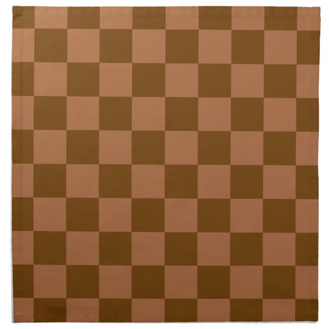 Classic Checkered Pattern: Brown and Tan Square Cloth Napkin (Front)