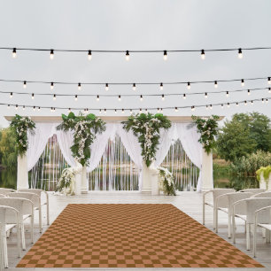 Classic Checkered Pattern: Brown and Tan Square Outdoor Rug
