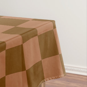 Classic Checkered Pattern: Brown and Tan Square Tablecloth