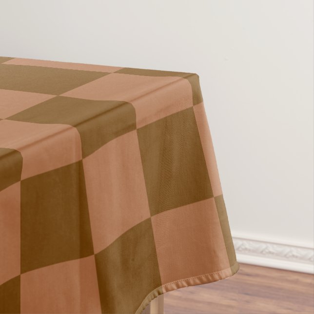 Classic Checkered Pattern: Brown and Tan Square Tablecloth (In Situ)