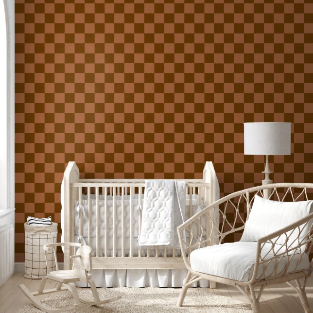 Classic Checkered Pattern: Brown and Tan Square Wallpaper (Kids)