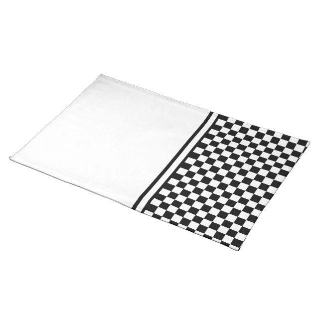 Classic Checkered Racing Check Black and White Placemat (On Table)