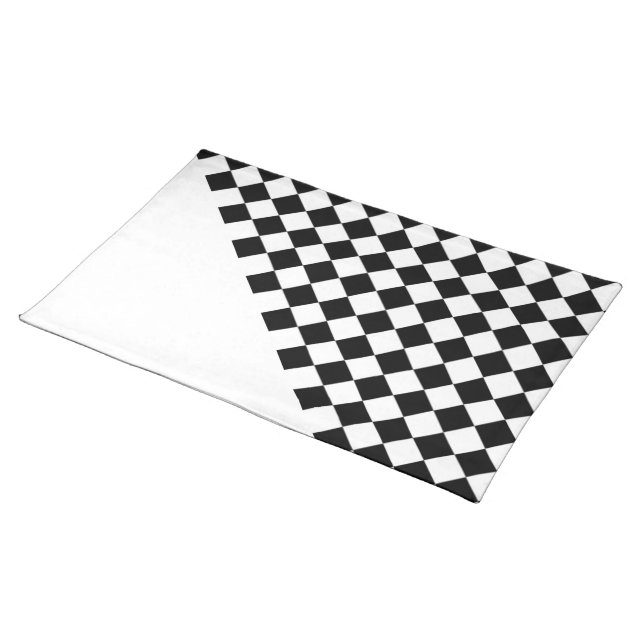 Classic Checkered Racing Check Black and White Placemat (On Table)