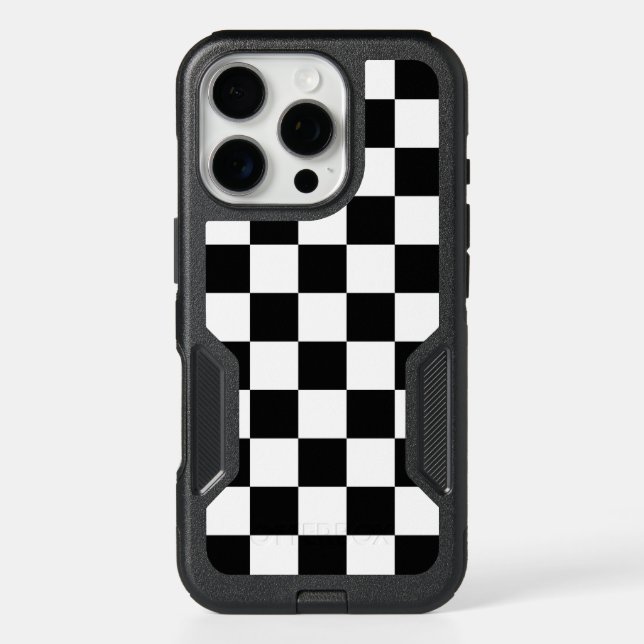 Classic Checkered Racing Flag Check Black White Otterbox iPhone Case (Back)