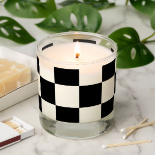 Classic Checkered Racing Flag Check Black White Scented Candle