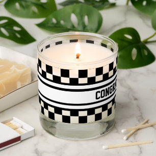 Classic Checkered Racing Flag Check Black White Scented Candle