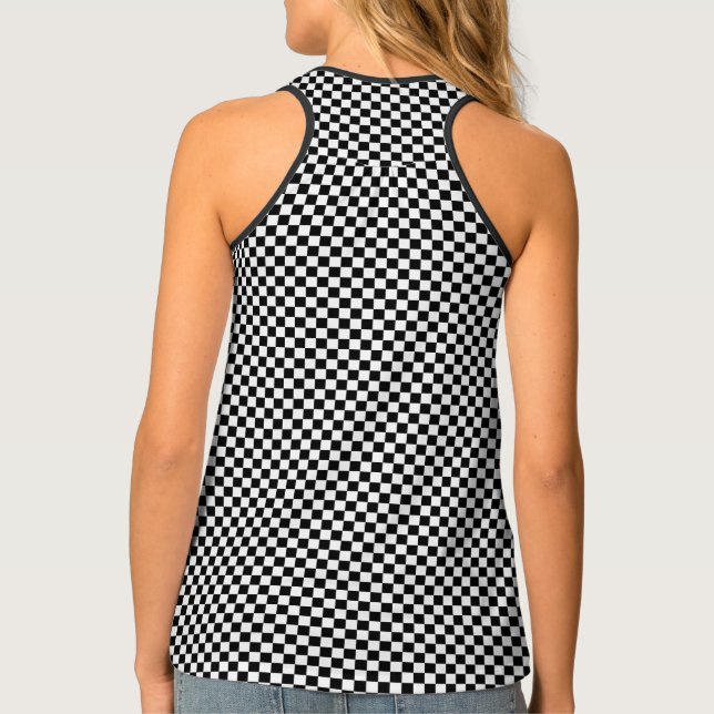 Classic Checkered Racing Flag Check Black White Tank Top (Back)