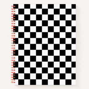 Classic Checkered Racing Sport Check Black White Notebook