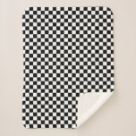 Classic Checkered Racing Sport Check Black White Sherpa Blanket