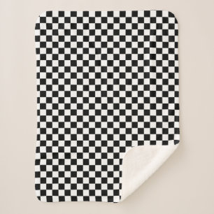Classic Checkered Racing Sport Check Black White Sherpa Blanket