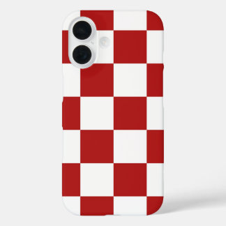 Classic Checkered Red and White Pattern iPhone 16 Case
