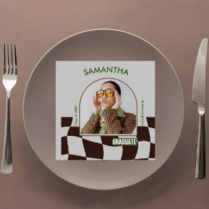 Classic Checkered Retro Graduation Party Tableware Napkins