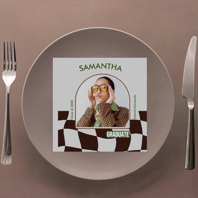 Classic Checkered Retro Graduation Party Tableware Napkins (Creator Uploaded)