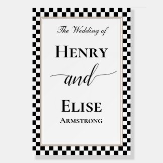 Classic Checkers Wedding Welcome Sign