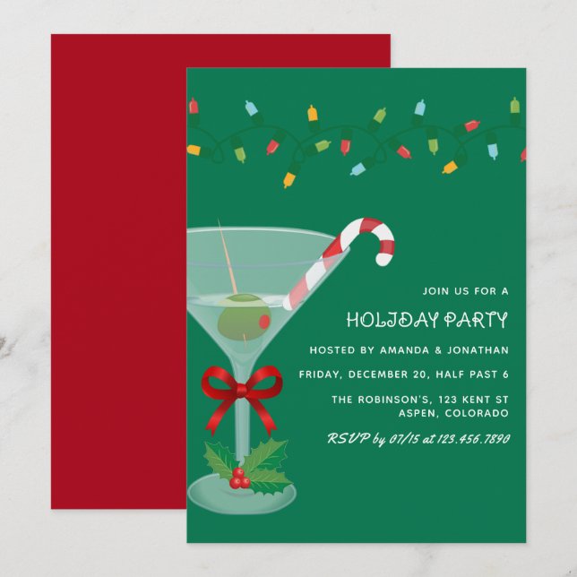 Classic Cheer Christmas Holiday Cocktail Party Invitation (Front/Back)