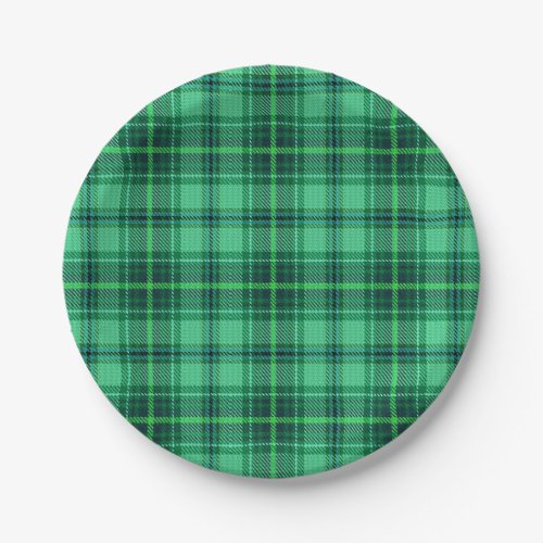 Classic Cheerful Plaid  green Paper Plates