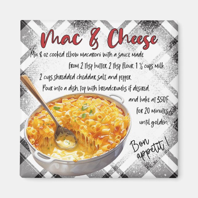 Classic Cheesy Macaroni & Cheese Recipe Kitchen  Magnet (Front)