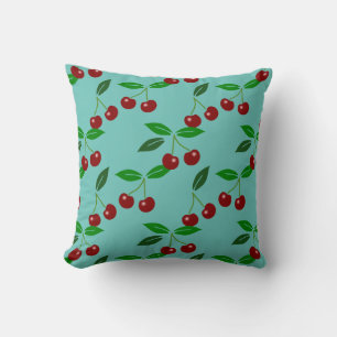 Classic Cherry Fruit and Leaf Monogram Pillow 3