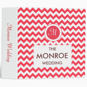 Classic Cherry Red Chevron Pattern 3 Ring Binder
