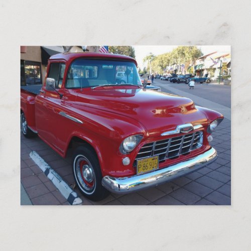Classic Cherry Red Chevy Pick_Up Truck at Car Show Postcard