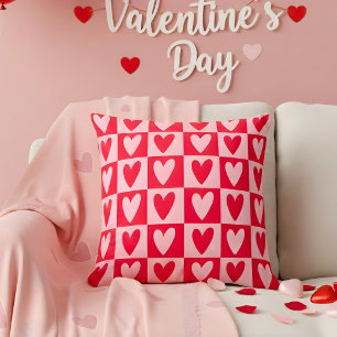 Classic Cherry Red Hearts Valentine Gift Throw Pillow